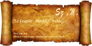 Szinger Medárda névjegykártya